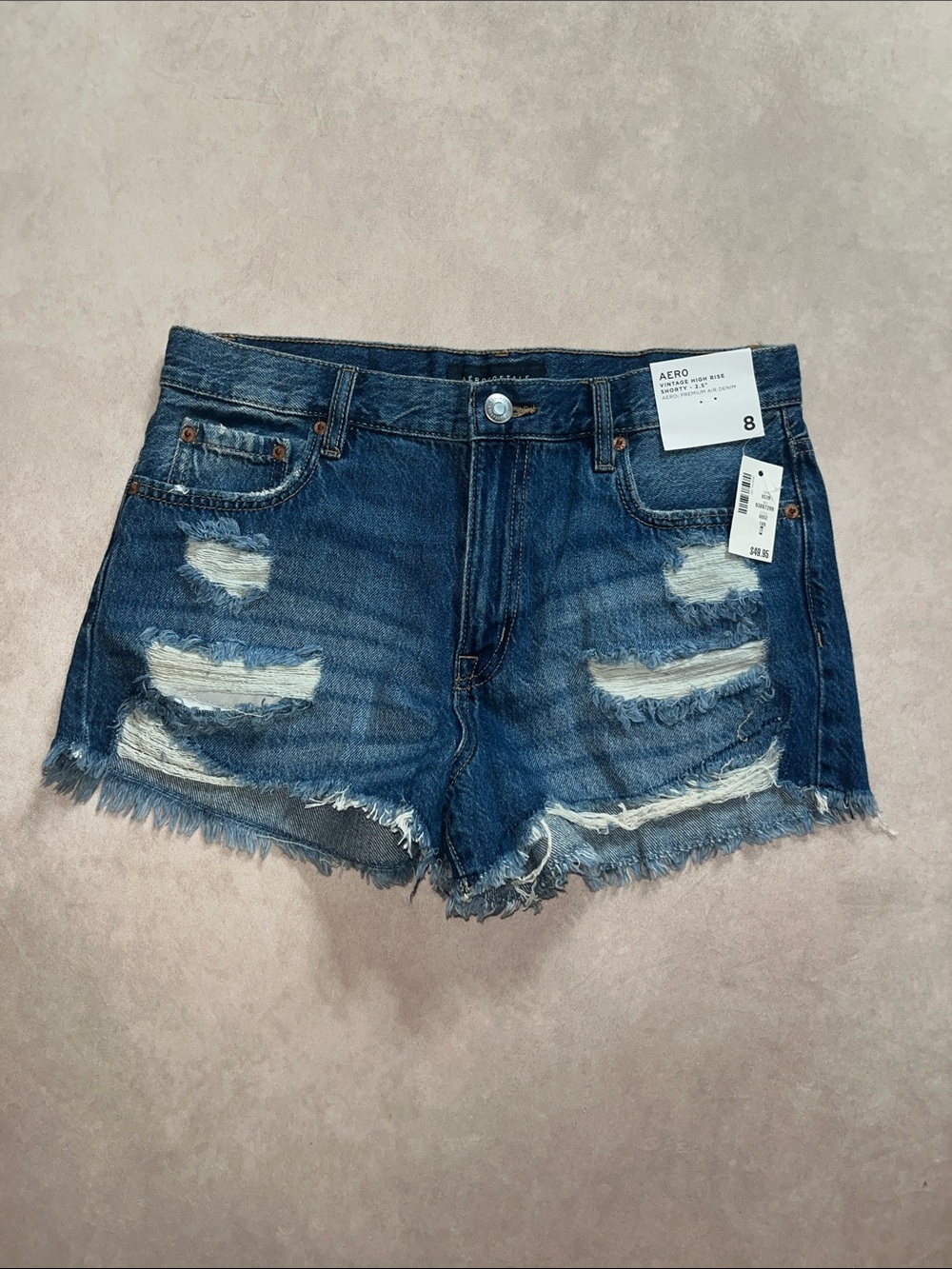 Distressed Denim Vintage High Rise Shorty Women’s Shorts - Dark Blue